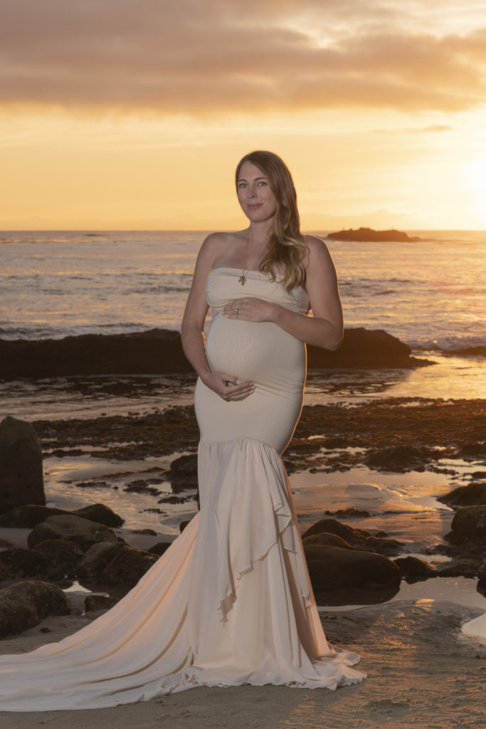 maternity session at sunset at beach Temecula maternity photographer