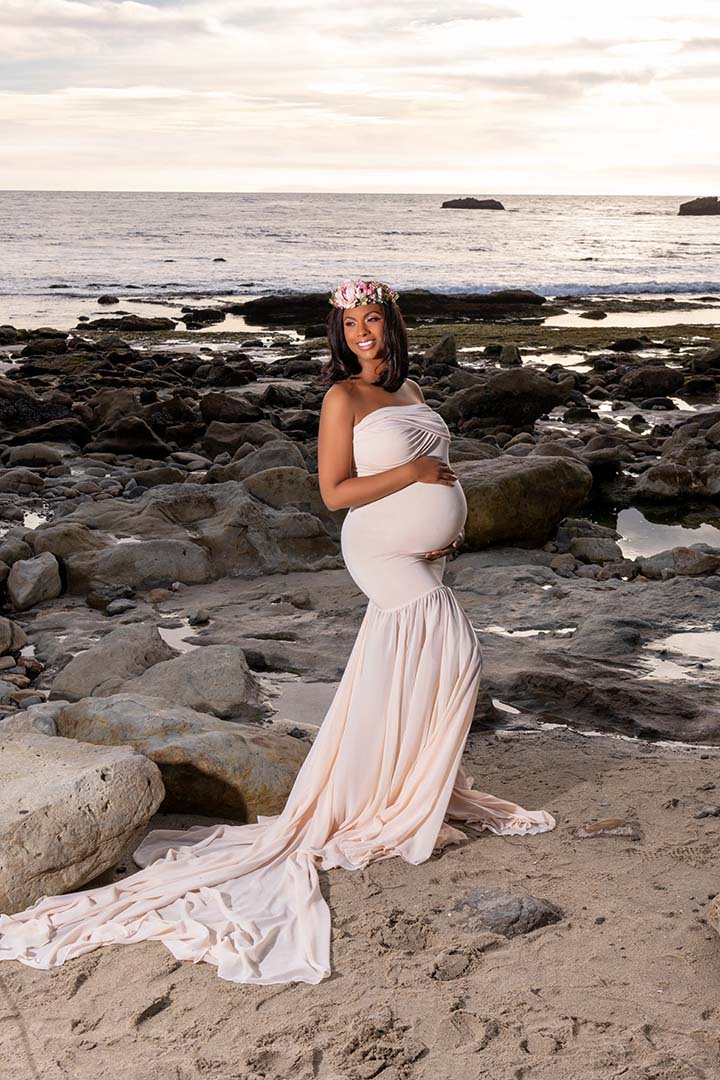 pregnant woman wearing a gown in Orange County