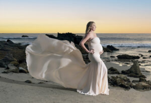 Pregnant woman on the beach in San Francisco